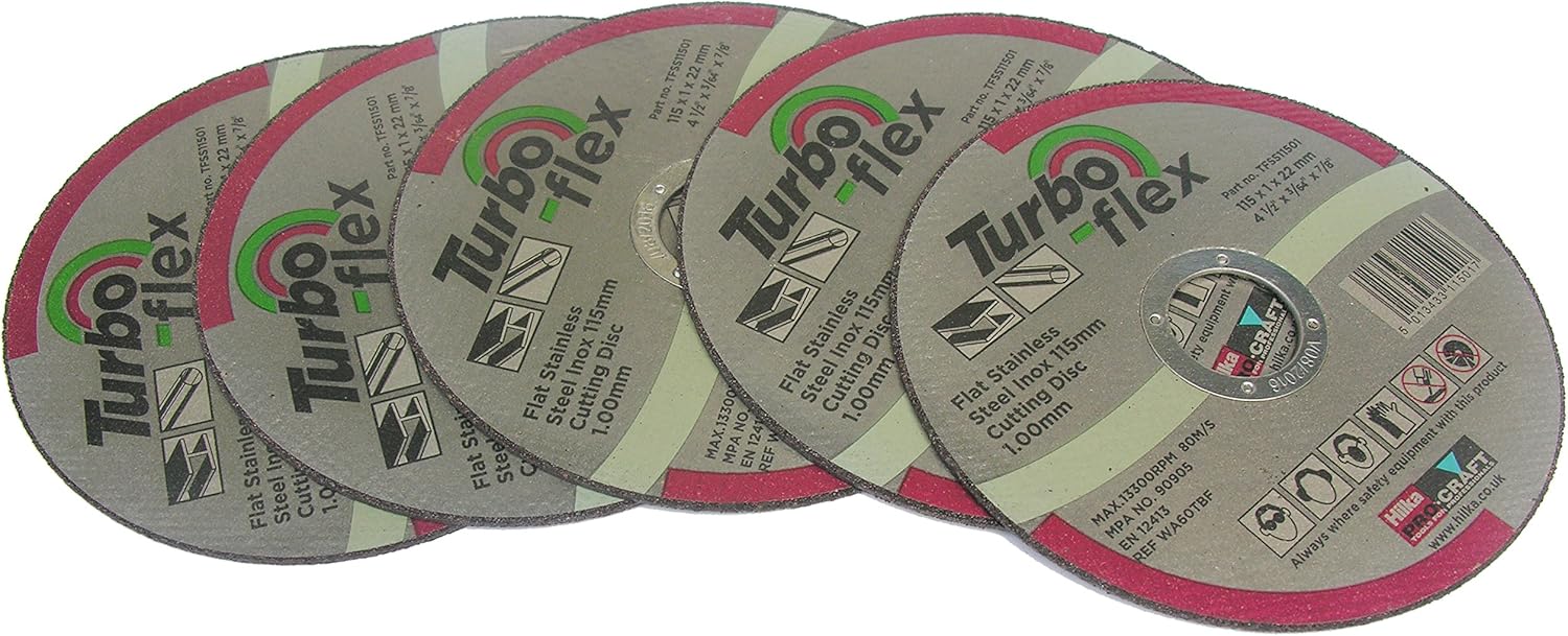 Hilka TFSS11505 115mm Turbo-Flex Stainless Steel Cutting Disc (pack of 5)