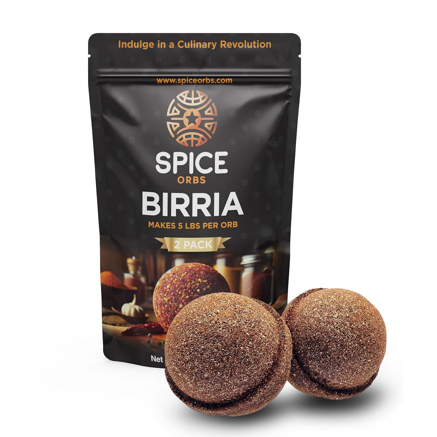 Spice Orbs Birria Seasoning Mix - Authentic Mexican Birria Spice Orb Bombs, 2 Large Seasoning Balls for Tacos, Quesabirria, Slow Cooker and Instant Pot