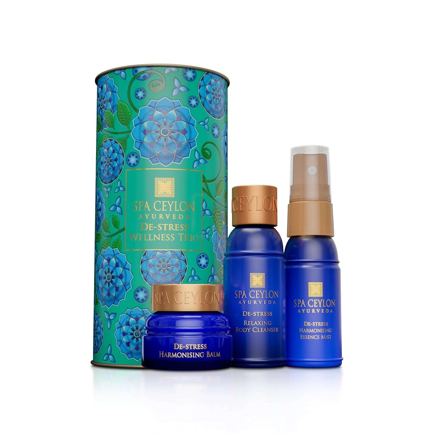 SPA CEYLON De-Stress Wellness Trio Set, Holistic Spa Essentials for Calming, Natural Ingredients, Ayurvedic Bath Gift Set, Shower Gel, Body Mist, Balm (150 g, Frankincense)