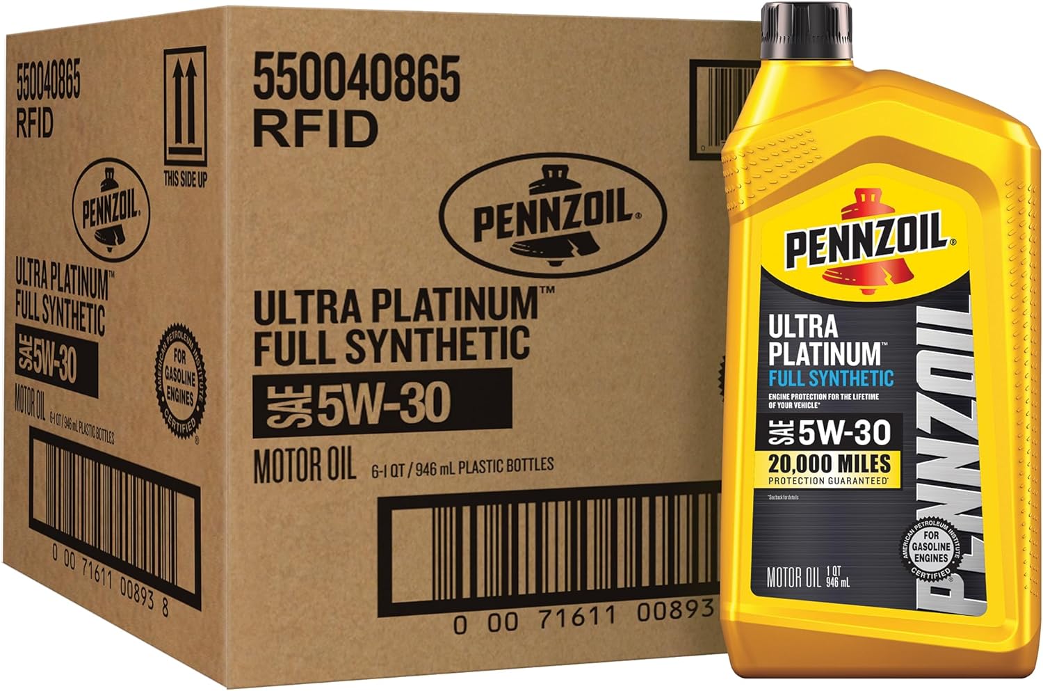 Pennzoil Ultra Platinum Full Synthetic 5W-30 Motor Oil, 1 Quart (6 Pack)