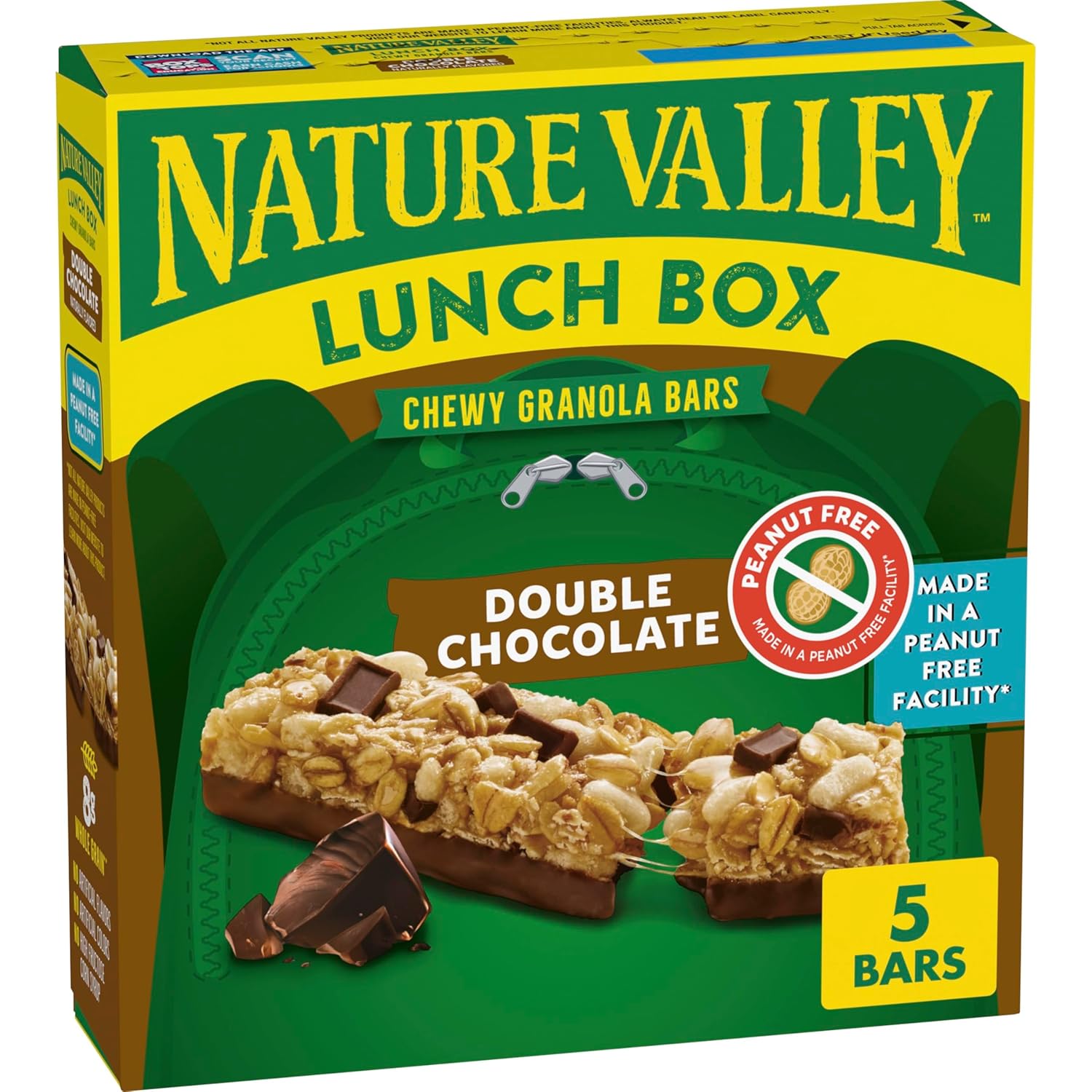 Nature Valley Peanut-Free Chewy Granola Bars, Double Chocolate, Made in a Peanut Free Facility, 5 Bars, 4.6 oz