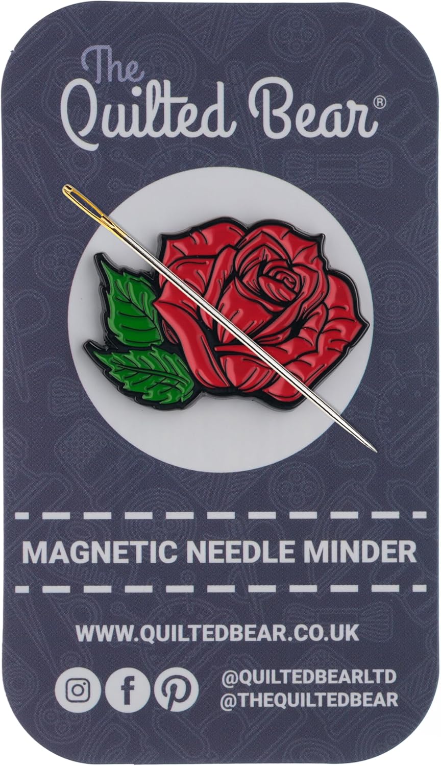 The Quilted Bear Needle Minders - Magnetic Enamel Needle Keeper for Sewing Pins, Sewing Needles, Embroidery Needles, Cross Stitch Needles - Rose