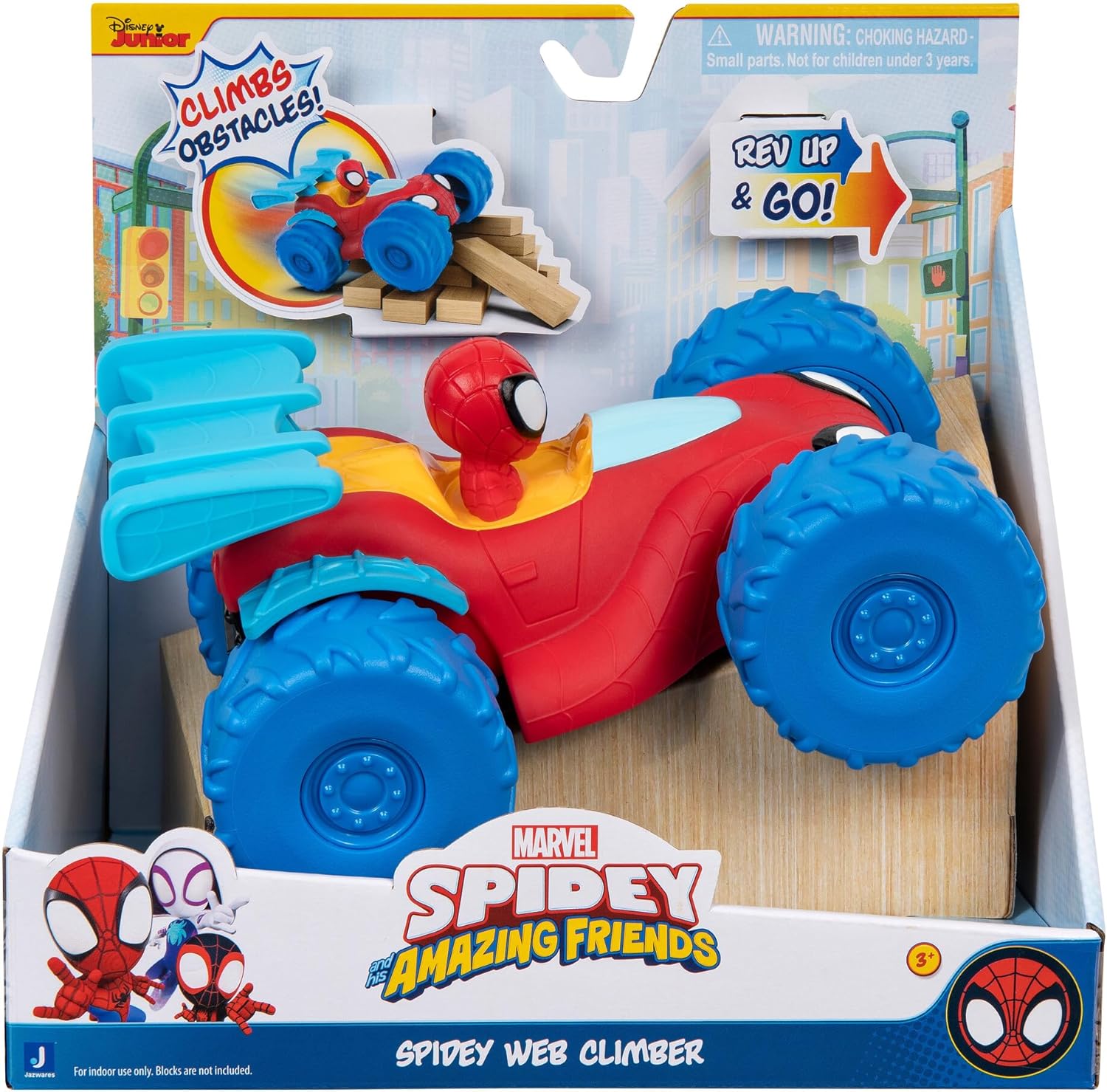 MARVEL Spidey Age 4+ and His Amazing Friends Spidey Web Climber - 7-Inch Rev Up Motor Vehicle that Climbs Obstacles