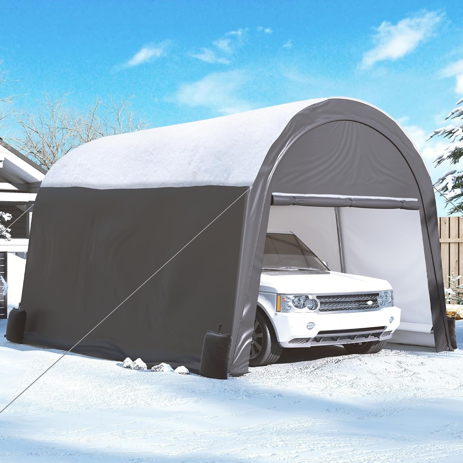 Upgrade 10' x 15' Heavy Duty Carport - Extra Large Outdoor Shelter, Portable Garage for Car Truck Auto Motorcycle Boat Outdoor Events Party, Gray