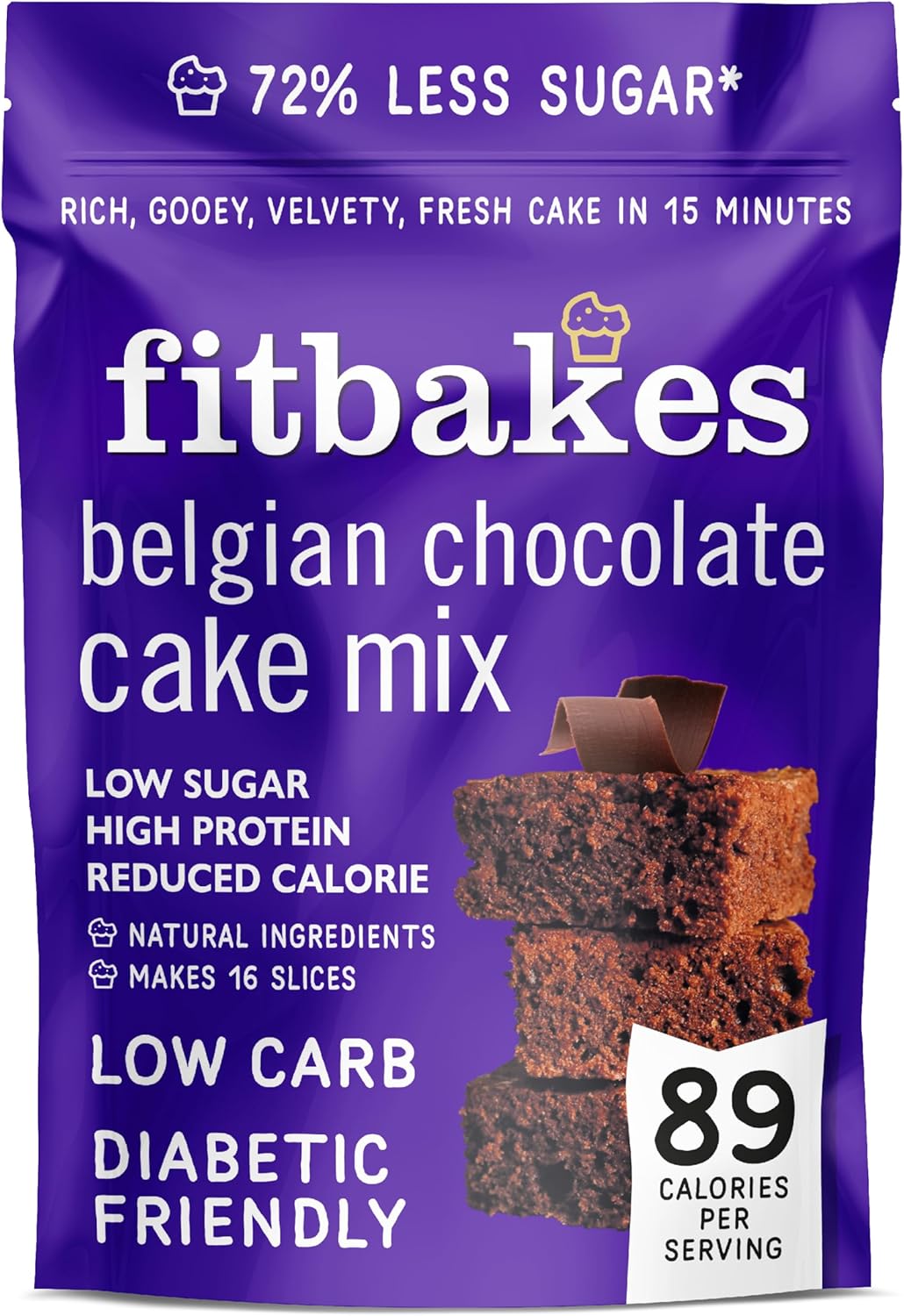 Fit Bakes : 89 Calorie Chocolate Cake Mix (16 slices) Keto cake mix, 5g Protein Brownie, Low Carb Snacks Keto Chocolate Diabetic Treats, Low Sugar, Low Calorie Snack Protein Pudding, Fitbakes At Home
