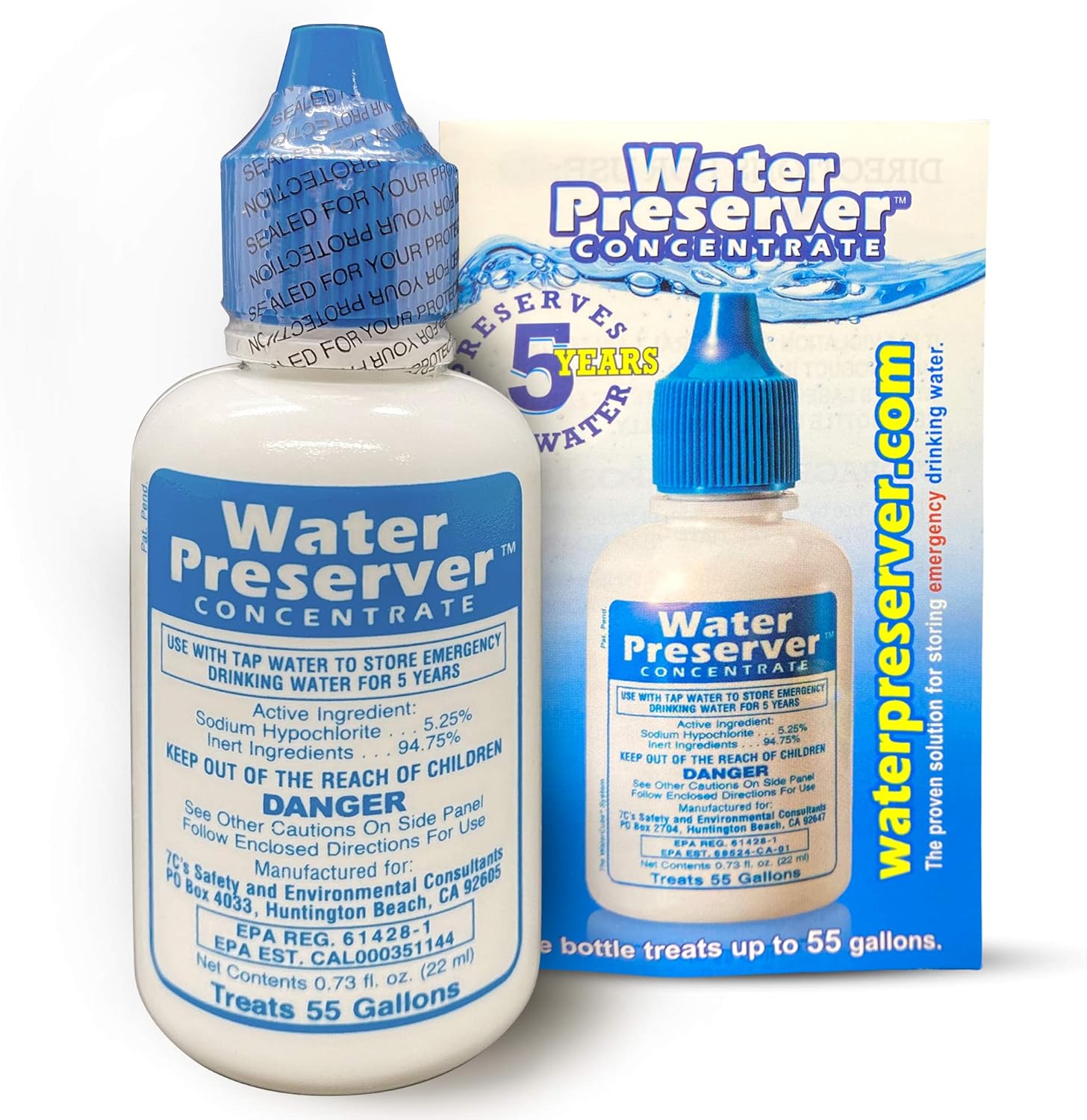 55 Gallon Water Preserver Concentrate (5 years) Water Treatment Drops - Water Treatment For Drinking Water - Mayday Emergency Drinking Water - Defiance Fuel Water - Earthquake Water, Emergency Storage