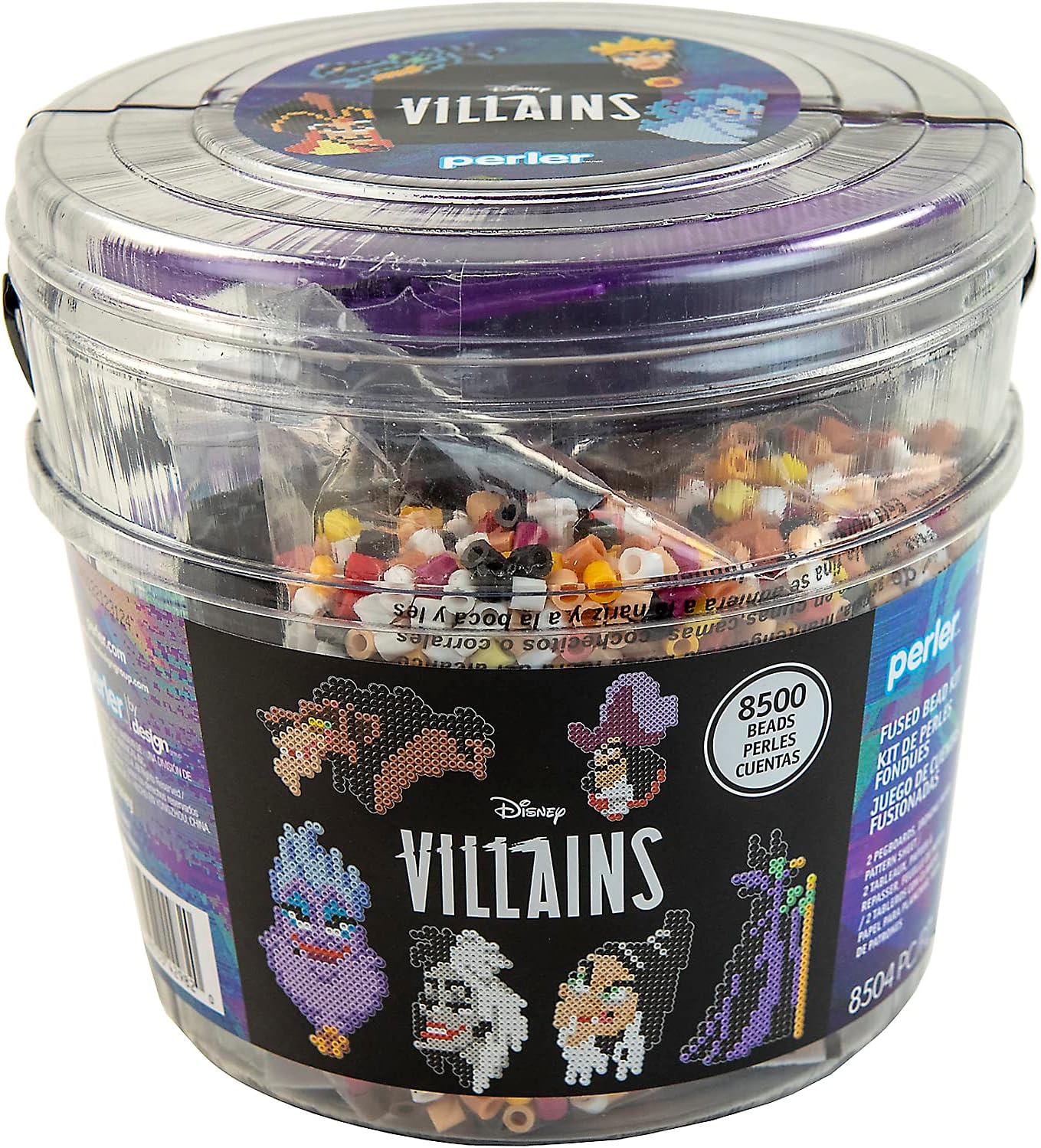 Perler Disney Villain Kid's Craft Bucket, Pattern Sizes Vary, Multicolor 8505