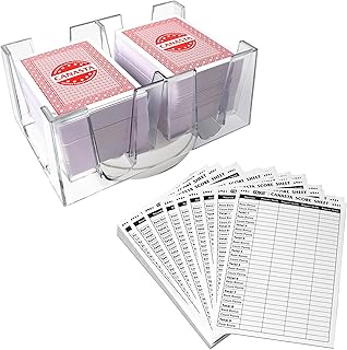 GSE Games & Sports Expert Canasta Cards Game Set, Includes 6 Decks Canasta Playing Cards with Point Values, a Revolving Card Tray, and 100 Canasta Score Sheets (Red)