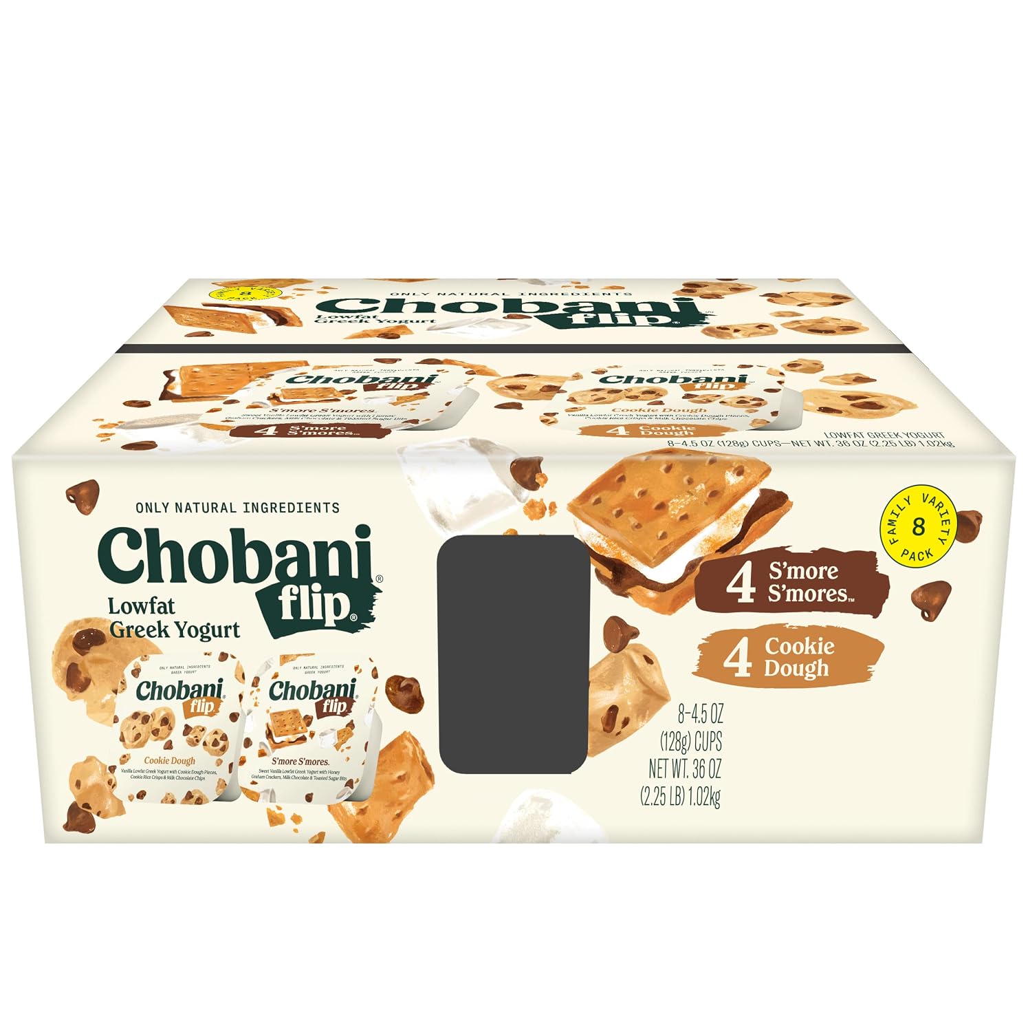 Chobani® Flip® Low-Fat Greek Yogurt S'mores/Cookie Dough 4.5oz 8-pack