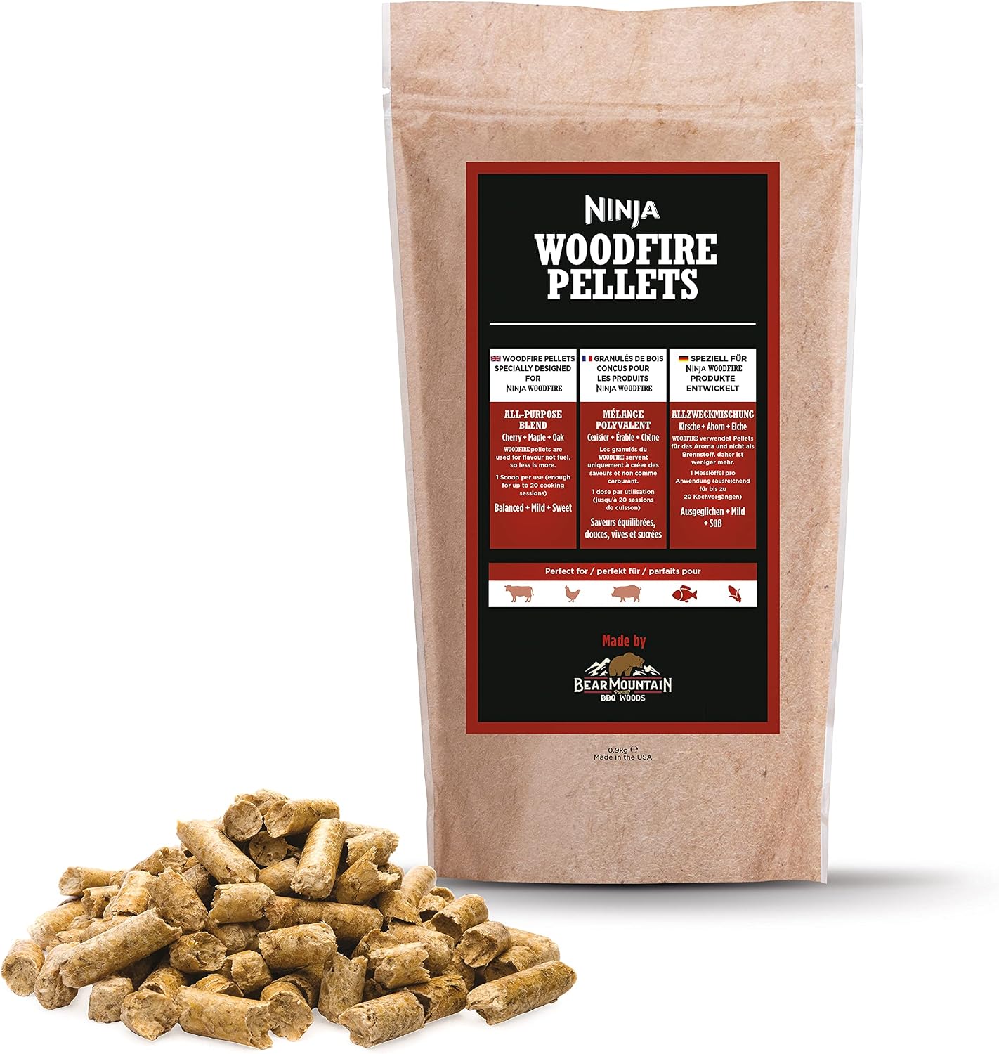 Ninja All-Purpose Wood Pellets 900g - Cherry, Maple, Oak Blend for Ninja Woodfire Grill XSKOGAPBPL2UK