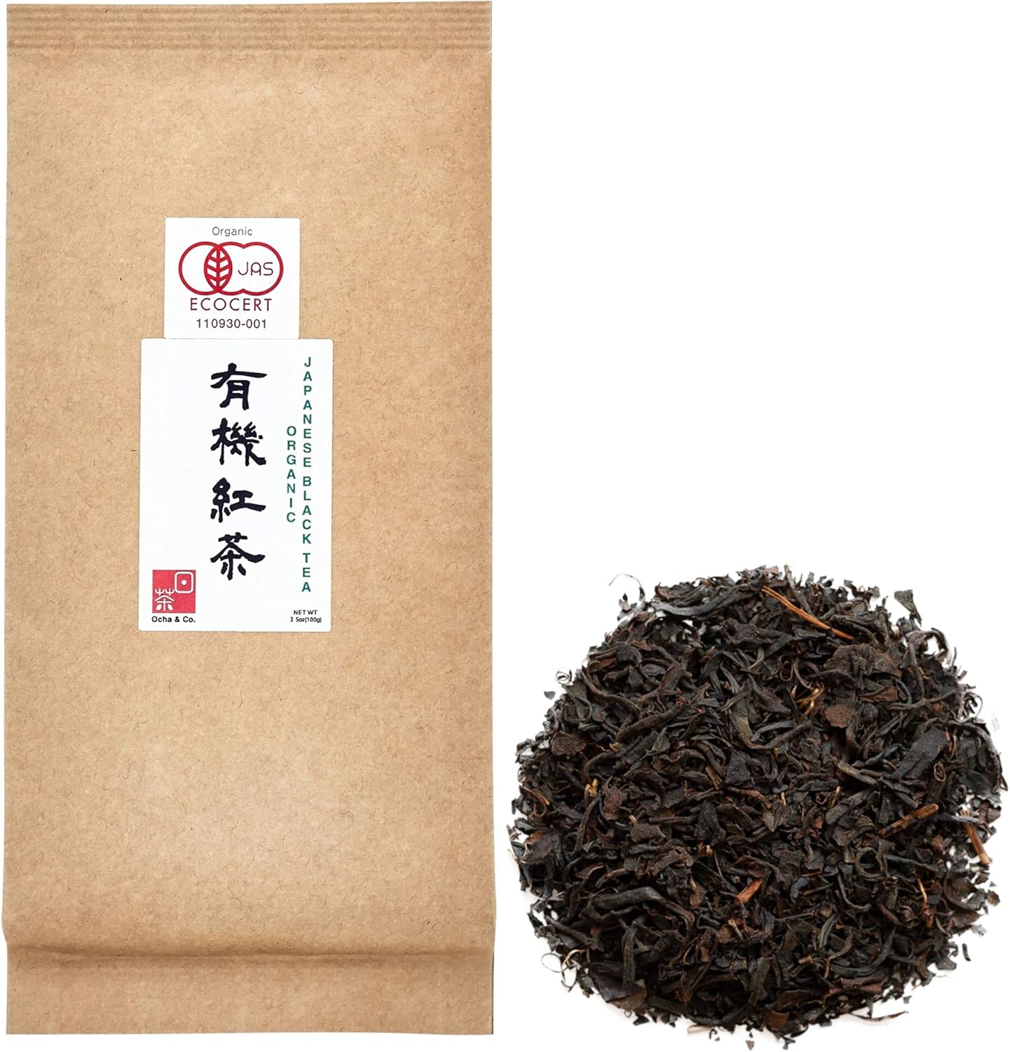 Ocha & Co. Organic Black Tea – Japanese First Harvest Japanese Loose Leaf - Benifuuki Cultivar with Zero Bitterness – Smooth, Mild & Fragrant Premium Tea, 100g/3.5oz