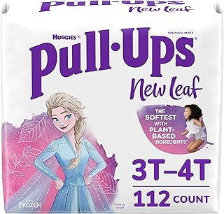 Pull-Ups New Leaf Girls' Disney Frozen Potty Training Pants, 3T-4T (32-40 lbs), 112 Ct (4 packs of 28), Packaging May Vary