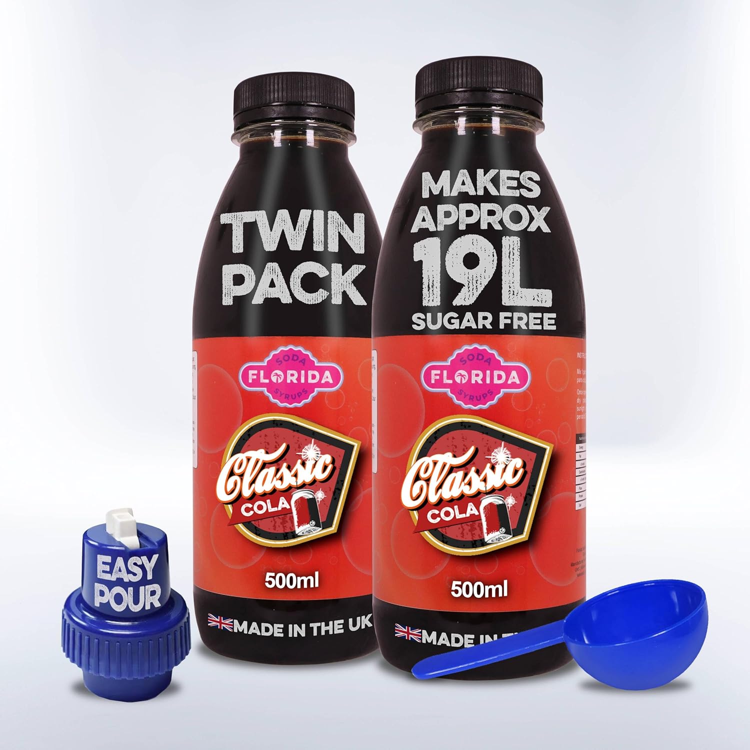 Florida Soda Syrup Compatible With Sodastream - Twin Pack, Aspartame & Sugar Free (500 ml (Pack of 2), Classic Cola Sugar Free)