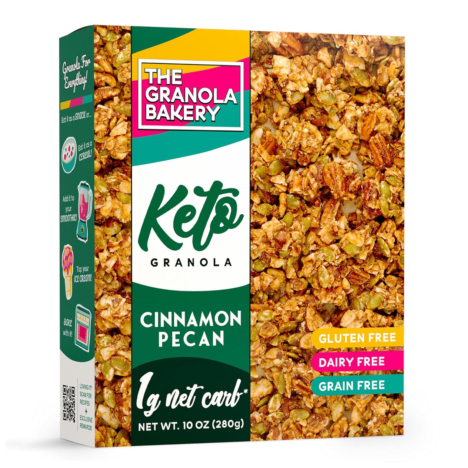 TGB Cinnamon Keto Granola | 1g Net Carb Cereal | Gluten Free Low Carb Nut Snack, 10 Ounces