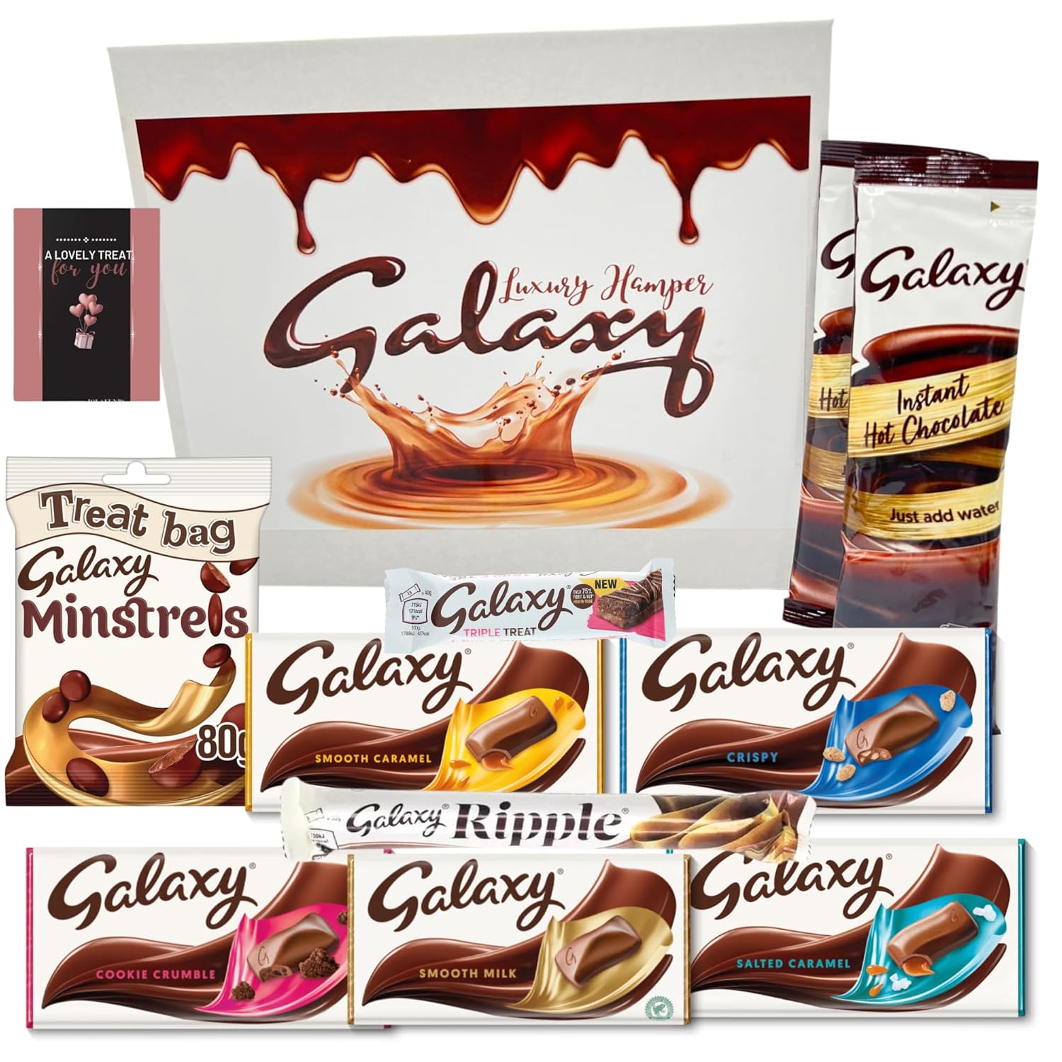 Chocolate Box Ultimate Luxury Chocolate Candy Variety Pack Gift Baskets for Women & Mens-Cards,Hot Chocolate,Orange Ripple,Tripple Treat Salted Caramel & More for Christmas, Birthday Movie Candy Boxes