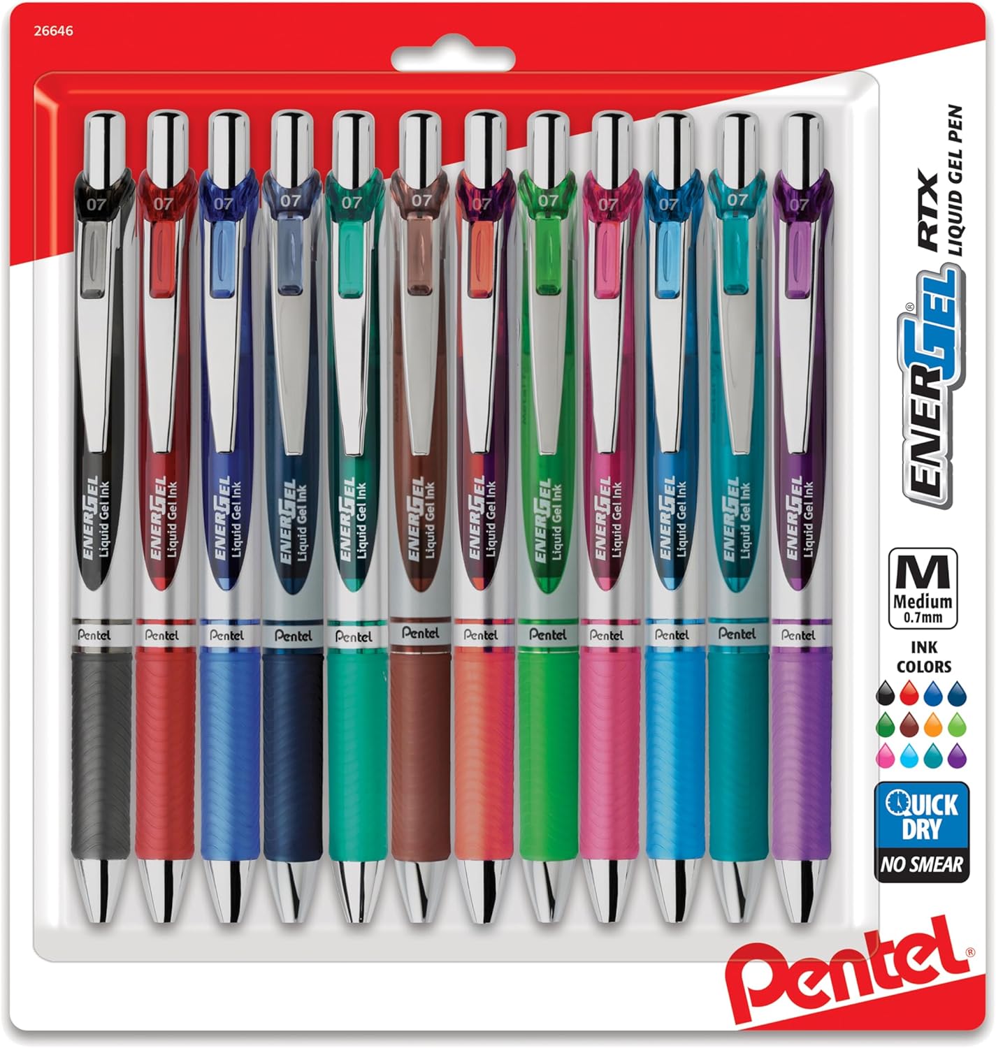 Pentel EnerGel RTX Gel Pens, Assorted Ink