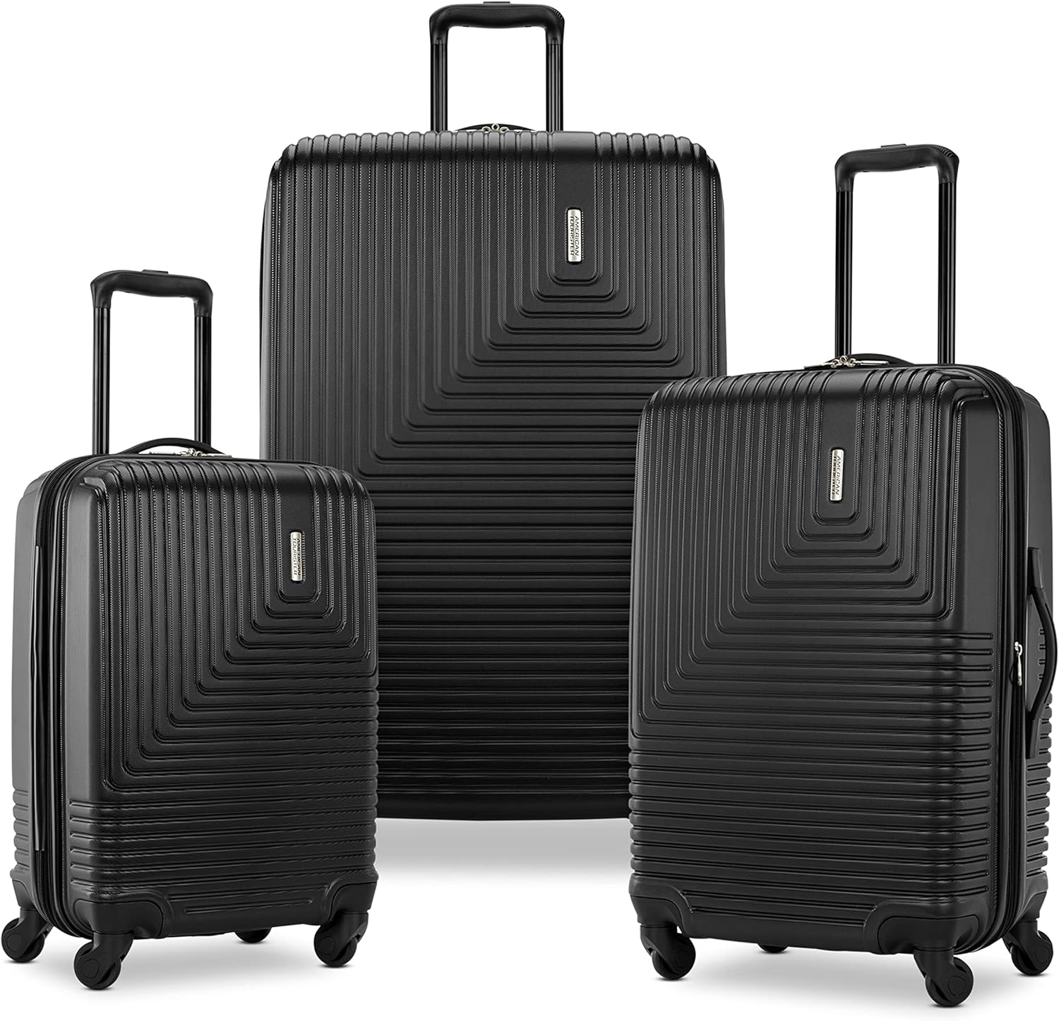 American Tourister Groove Hardside Luggage with Spinner Wheels, Black, 3-Piece Set (Carry On, Medium, Large)