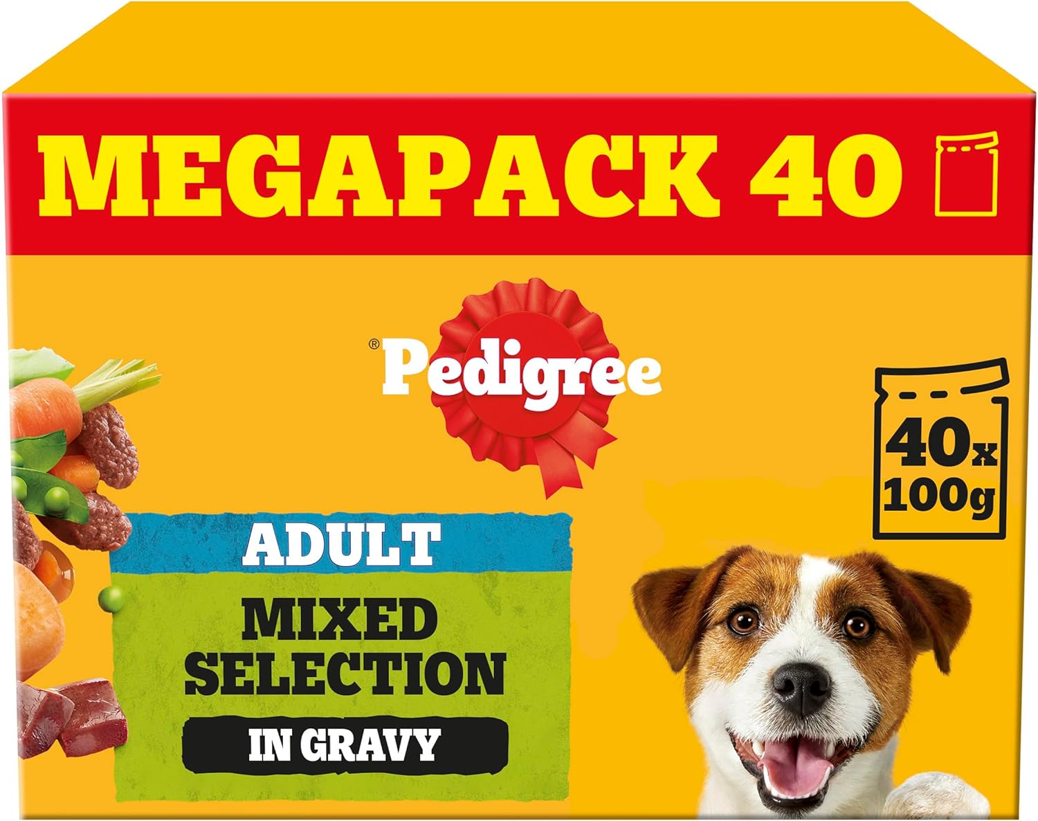 PEDIGREE - Adult Wet Dog Food Pouches - 40 x 100 g - Mixed Selection in Gravy - Dog Food Wet Bulk Pack