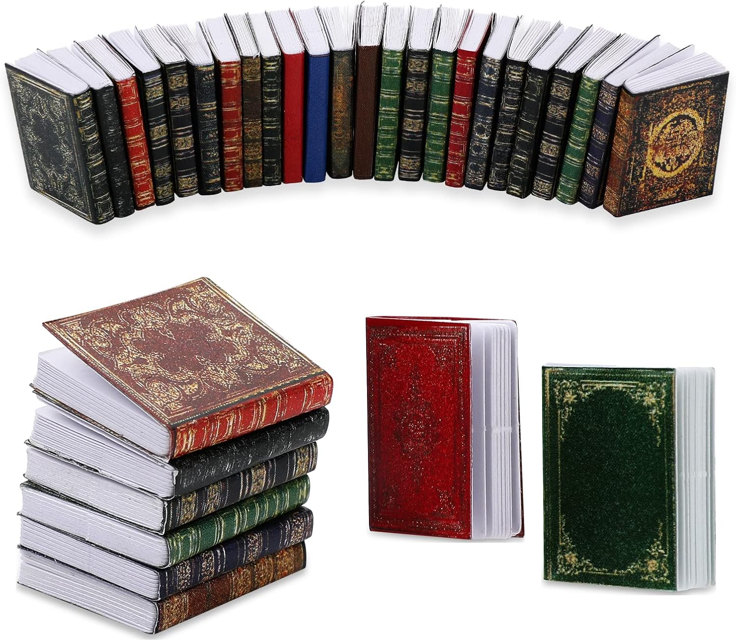 Molain Miniatures Dollhouse Books, Mini Books Dollhouse Accessories 1:12 Miniatures Books Dollhouse Decoration Accessories for Study Room Bedroom Library (24 Pcs)