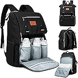KeaBabies Baby Diaper Bag Backpack - Large Baby Bag for Boys, Girls, Waterproof Baby Backpack, Diaper Bags for Baby Girl, Baby Boy Bag Backpack,Travel Diaper Bag with Changing Pad (Trendy Black)