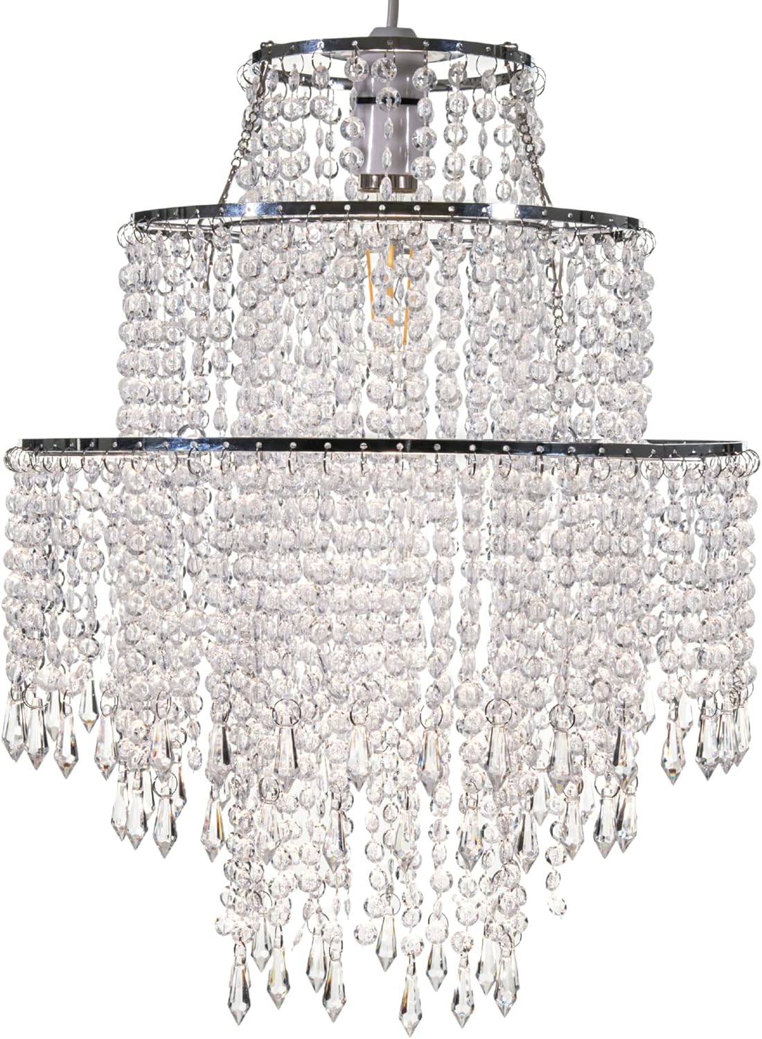 Giggi 3-Tier Clear Chandelier Light Shade | Lamp Shade for Pendant Light Ceiling Light Shade Acrylic Crystal Chandelier Easy Fit Lampshades for Ceiling Lights for Living Room Bedroom Kitchen Hallway