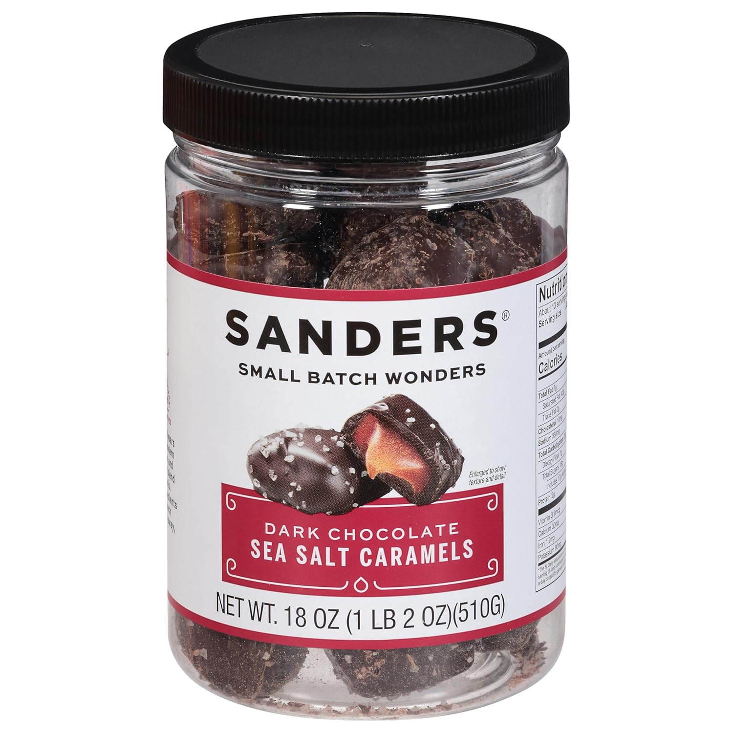 Sanders Dark Chocolate Sea Salt Caramels - 18 oz Tub