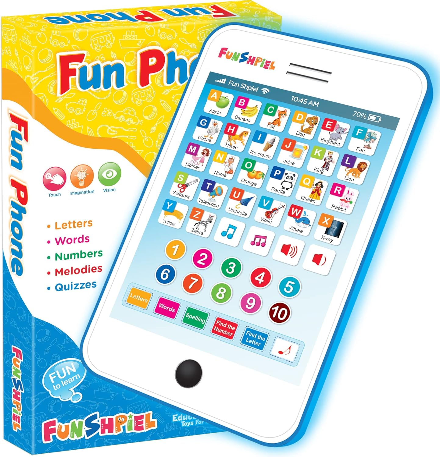 Kid Tablet - Kindergarten Learning Activities, ABC Learning for Toddlers, Learning & Education Toy for 3 Year Olds+, Learning Letters & Alphabet, Kids Phone Toy for Speech Therapy & Letter Sounds