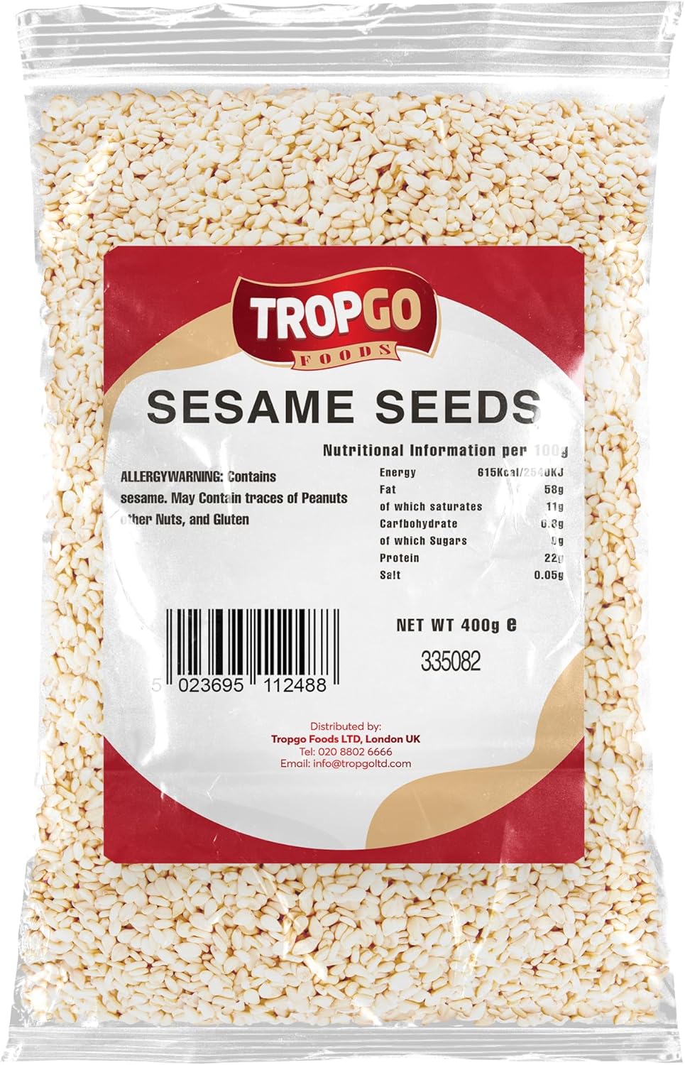 Tropgo Sesame Seeds - White Sesame Seeds - 400g - Packed Fresh Sesame Seed