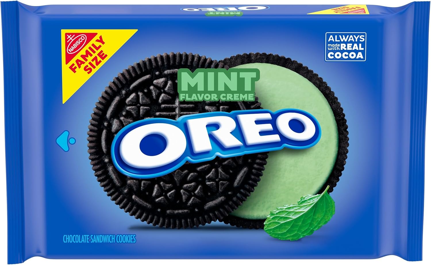 OREO Mint Creme Chocolate Sandwich Cookies, Family Size, 18.71 oz