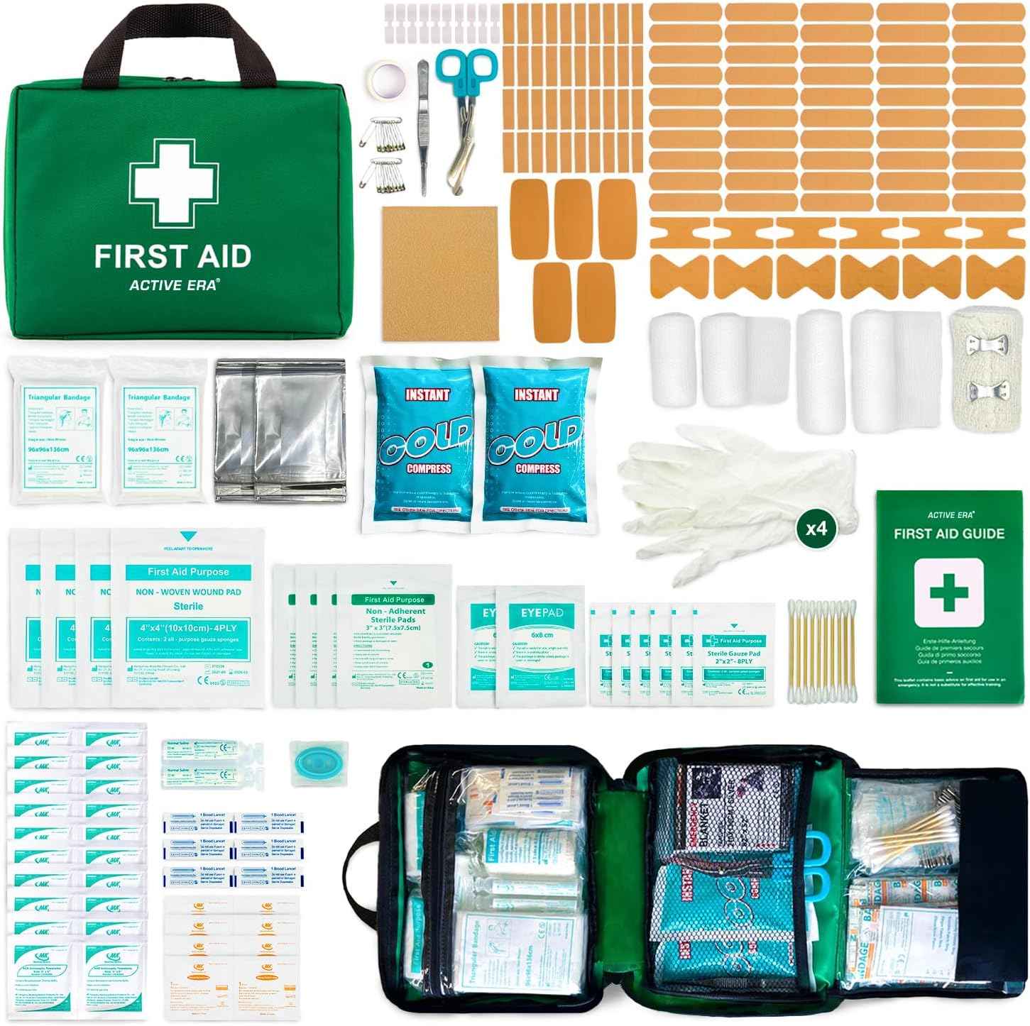 220 Piece Premium First Aid Kit Bag - Includes Eyewash, 2 x Cold (Ice) Packs and Emergency Blanket for Home, Office, Car, Caravan, Workplace, Travel and Sports