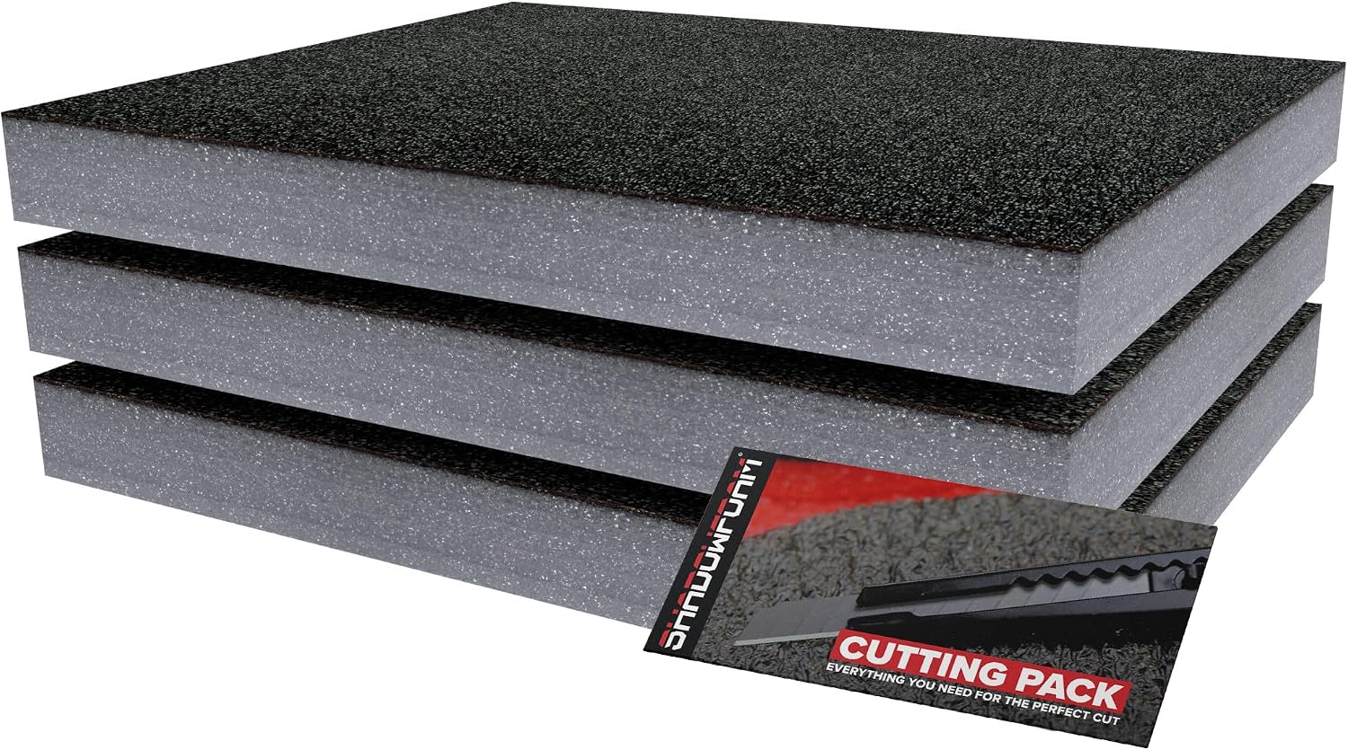 Shadow Foam Small Pack 3pcs – Foam Inserts Kit for Tool Box Organisation – 40 x 32cm DIY Cut & Peel Foam Sheets for Tool Boxes & Tool Storage Systems – Grey (50mm Depth)