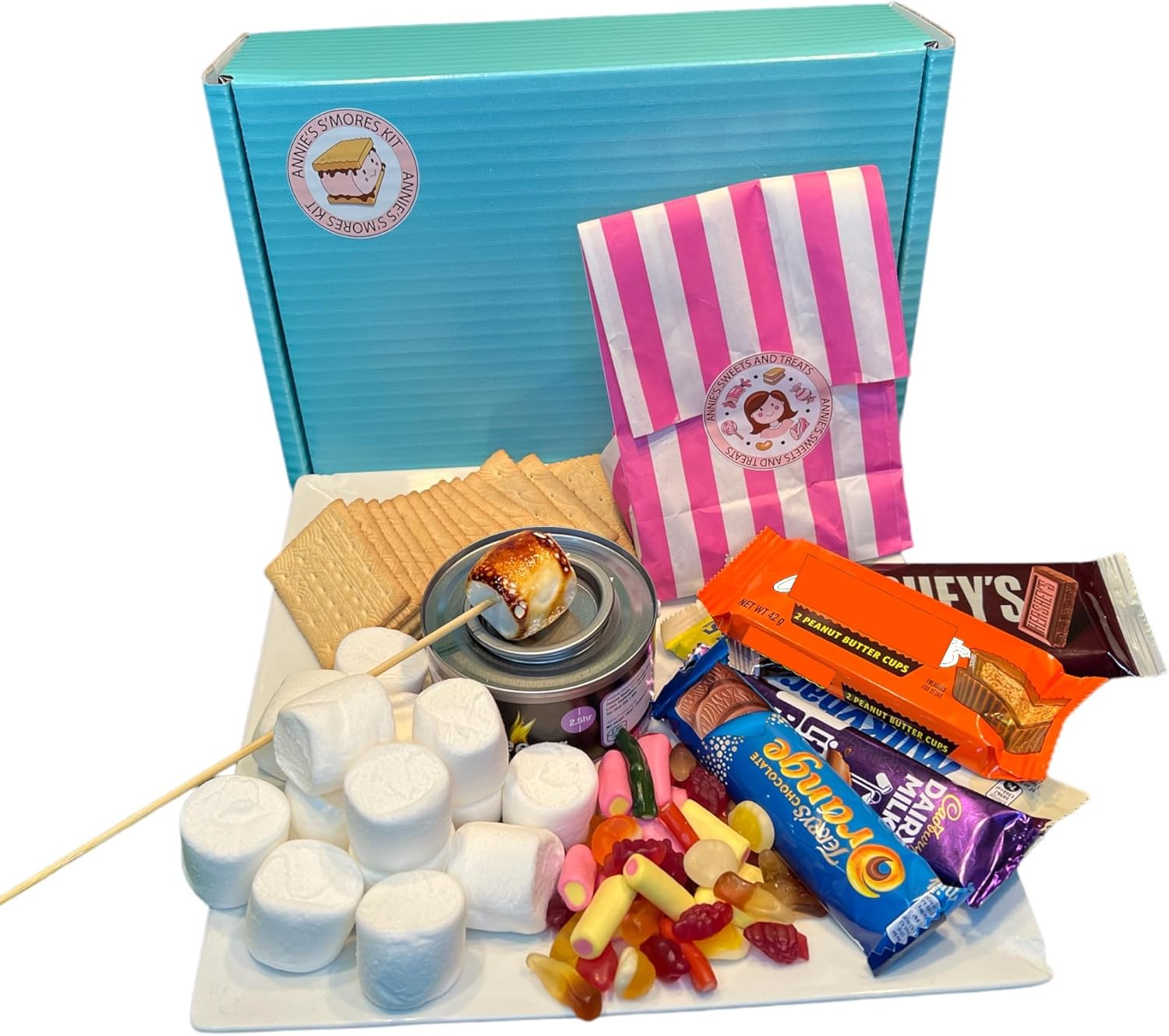 Luxury Marshmallow S'mores Toasting Kit Chocolate Smores Box for Birthday Xmas Eve NYE New Years Bonfire Night - All You Need To Make Luxury American S'Mores