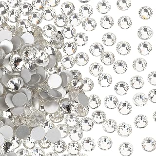 1440pcs Glue Fix Crystal Flatback Rhinestones Glass Diamantes Gems for Nail Art Crafts Decorations Clothes Shoes 4.8mm (ss20, Crystal)