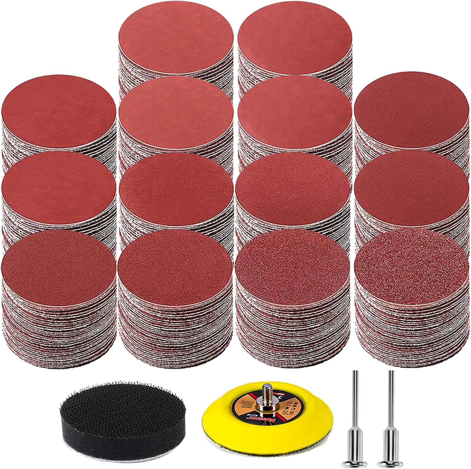 320PCS 3 Inch Sanding Discs, MAPRIAL Headlight Restoration Kit 40-2000 Grit Assortment Hook and Loop Sandpaper with 1/8”Shank Backer Plate, Sanding Pad for Drill Tools Attachment, Woodworking, Metal