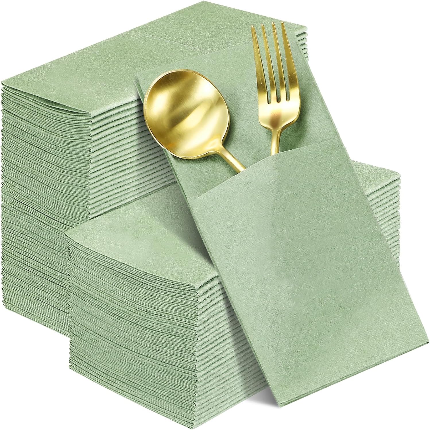 Seajan 120 Pcs Sage Green Linen Feel Napkins 2 Ply Sage Green Wedding Napkins Disposable Soft Linen Dinner Napkins Guest Hand Towels for Wedding Bridal Baby Shower Decorations Supplies