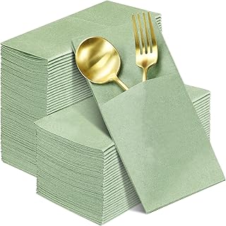 Seajan 120 Pcs Sage Green Linen Feel Napkins 2 Ply Sage Green Wedding Napkins Disposable Soft Linen Dinner Napkins Guest Hand Towels for Wedding Bridal Baby Shower Decorations Supplies