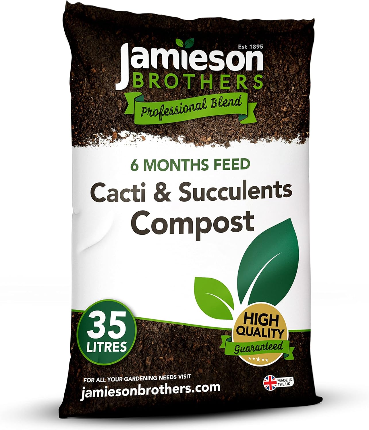 Cacti & Succulent Potting Compost Mix 35L Bag - Professional Formula Containing Perlite, Sand & Grit - Perfect for Indoor Use and Houseplants- By Jamieson Brothers