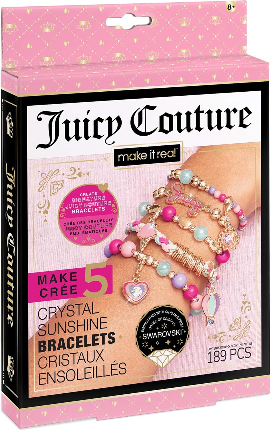 Make It Real Juicy Couture Bracelet Making Kit - with Sunshine Swarovski Crystal Charms - Gifts for Girls