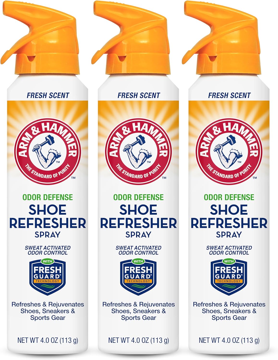 Arm and Hammer Shoe Refresher Spray, Multi-Purpose Odor Remover for All Types of Footwear, Shoe Deodorizer Spray, Shoe Odor Eliminator, Shoe Spray, Shoe Smell Eliminator, 4 oz (3 Pack)