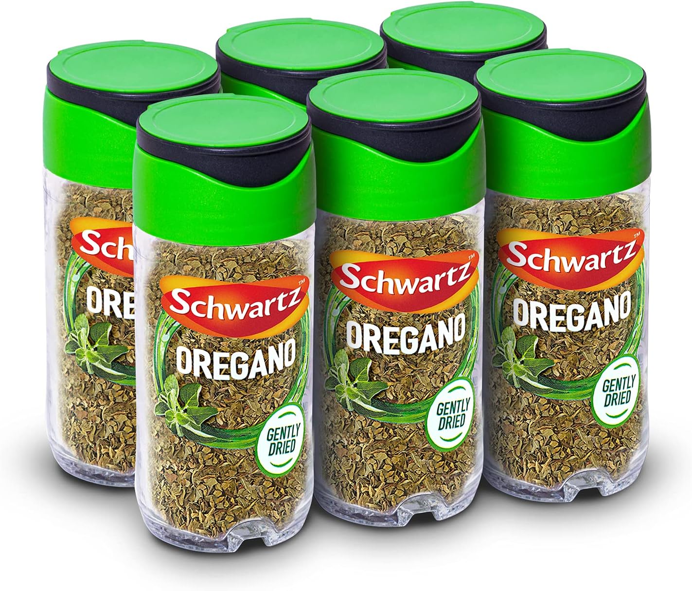 Schwartz Oregano 7 G , Jar , Pack of 6 , Natural Colour and Taste , Rich Flavour & Aroma , Subtle Lemony Notes , Mediterranean Cuisine Essential , Perfect for Pizza, Pasta Sauces & Salads
