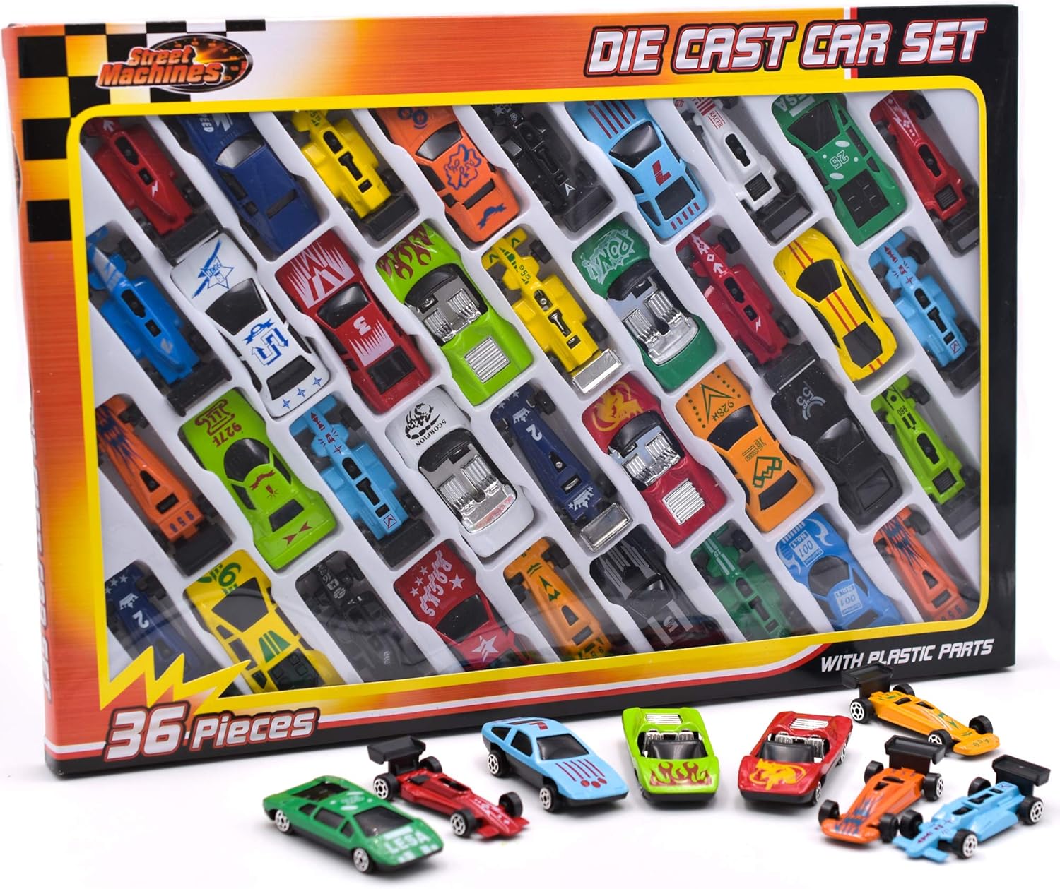36 Piece Die Cast Metal Toy Cars Diecast Mini Racing Vehicles for Kids, Convertibles, F1, Sports Cars, Model Collector Cars Gift Playset