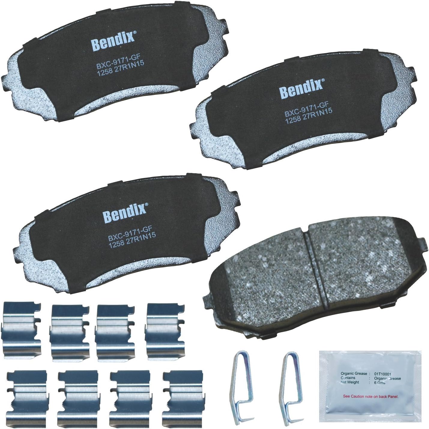 Bendix Priority1 CFC1258 Ceramic Front Brake Pads for Ford Edge 2014-2007, Lincoln MKX 2015-2007, Mazda CX-5 2024-2019, CX-7 2012-2007, CX-9 2023-2007, Mitsubishi Montero Sport 2020-2018