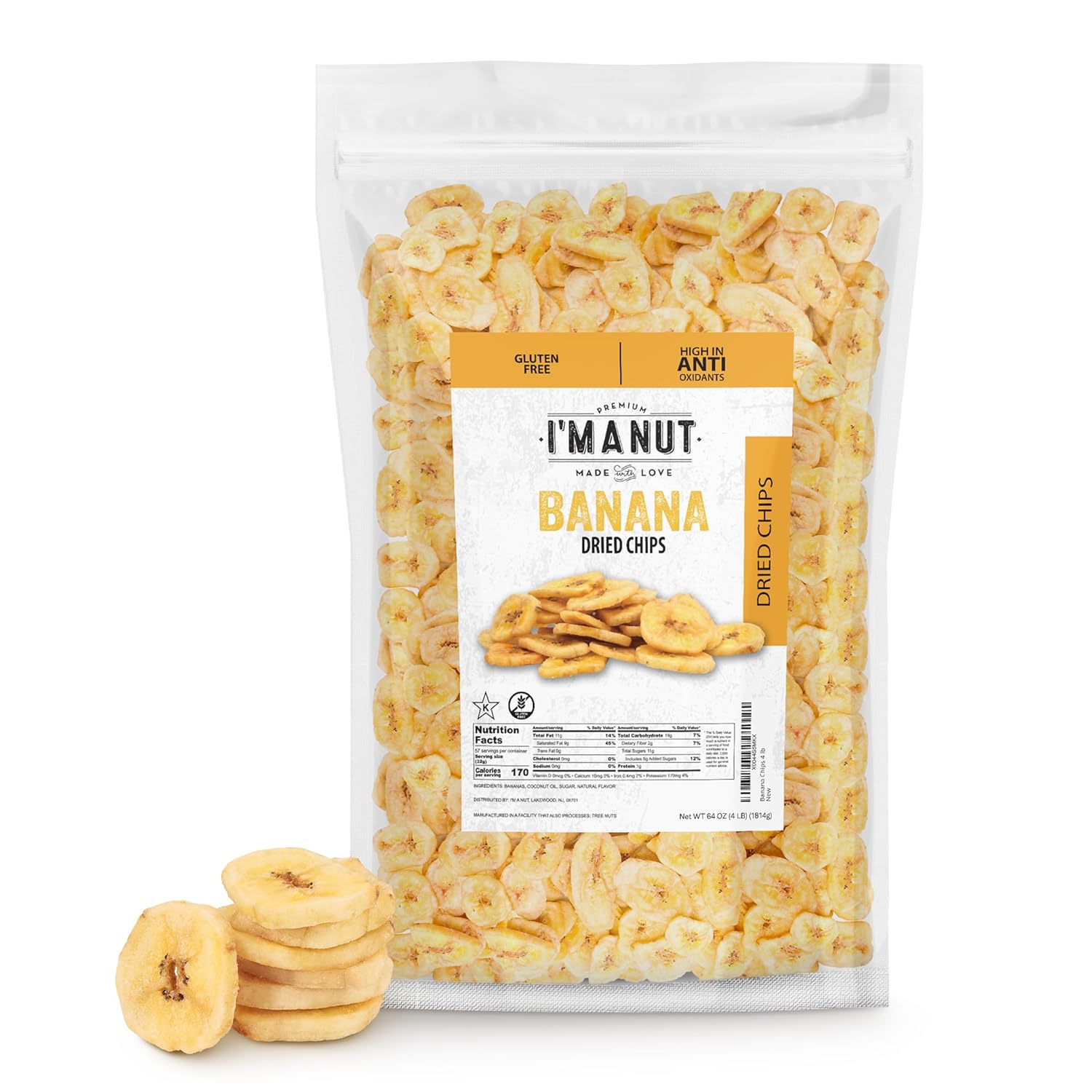 Premium Dried Banana Chips 32oz | Non-GMO, Batch Tested Gluten & Peanut Free | Ethically Sourced for Guilt-Free Snacking | Fresh, Crispy & Sweetened for Delicious Flavor
