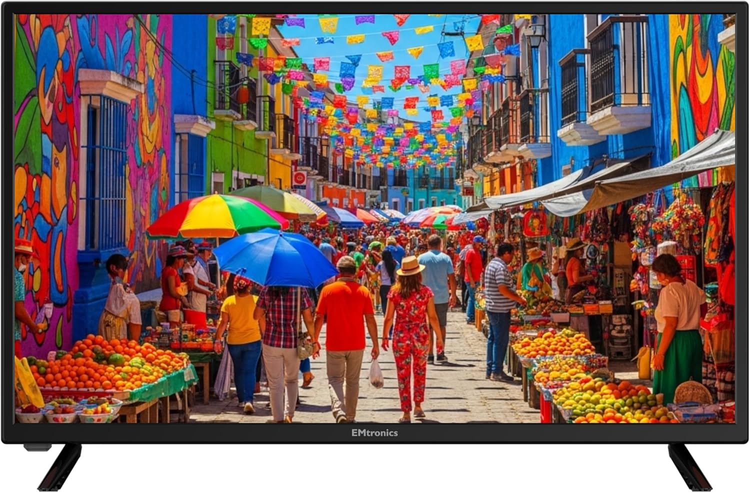 EMtronics 32 inch HD LED TV Black with Freeview, HDMI, USB Media Player, Coaxial, AUX, PVR Recording