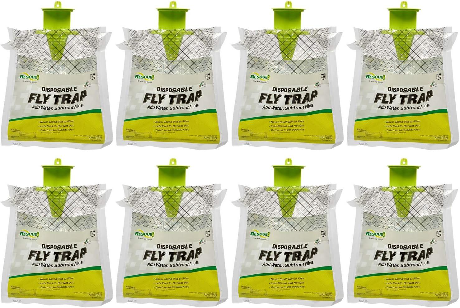 RESCUE! Outdoor Disposable Hanging Fly Trap - 8 Traps