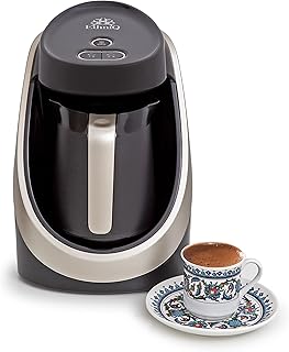 ETHNIQ Turkish Coffee Maker - 100% BPA Free, 120V, 1 to 4 Cup Brewing Capacity with Cook Sense Technology for Delicious Cup of Turkish & Greek Coffee, Turkish Coffee Pot - Black/Silver