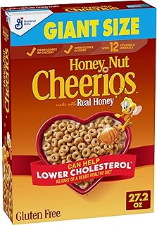 Honey Nut Cheerios Heart Healthy Breakfast Cereal, Gluten Free Cereal With Whole Grain Oats, Giant Size, 27.2 oz