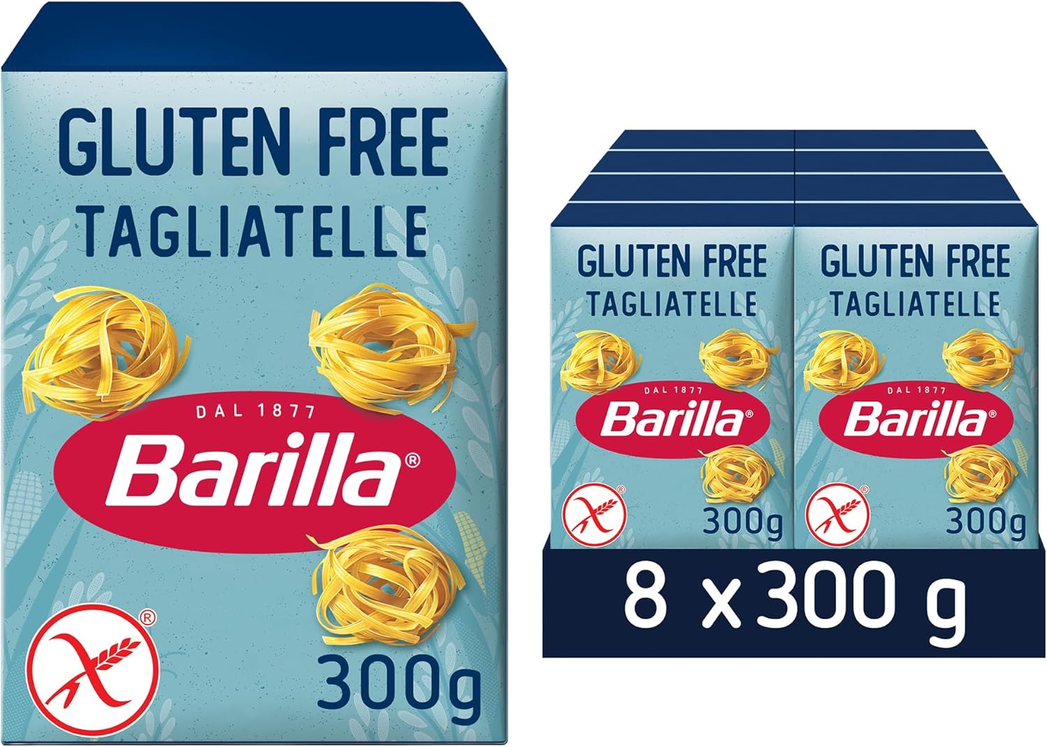 Barilla Gluten Free Tagliatelle Pasta – Authentic Italian Pasta Made with Corn & Rice – Bulk Pack of 8x 300g