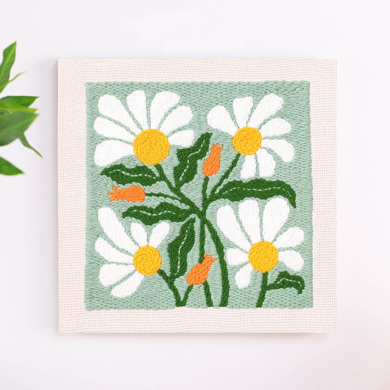 Embroidery Punch Needle kit Frame, Embroidery Starter Kits for Beginner Kids,Punch Needle Fabric with Pattern,Threader, Yarns,Embroidery Hoops & Rug Punch(Green)