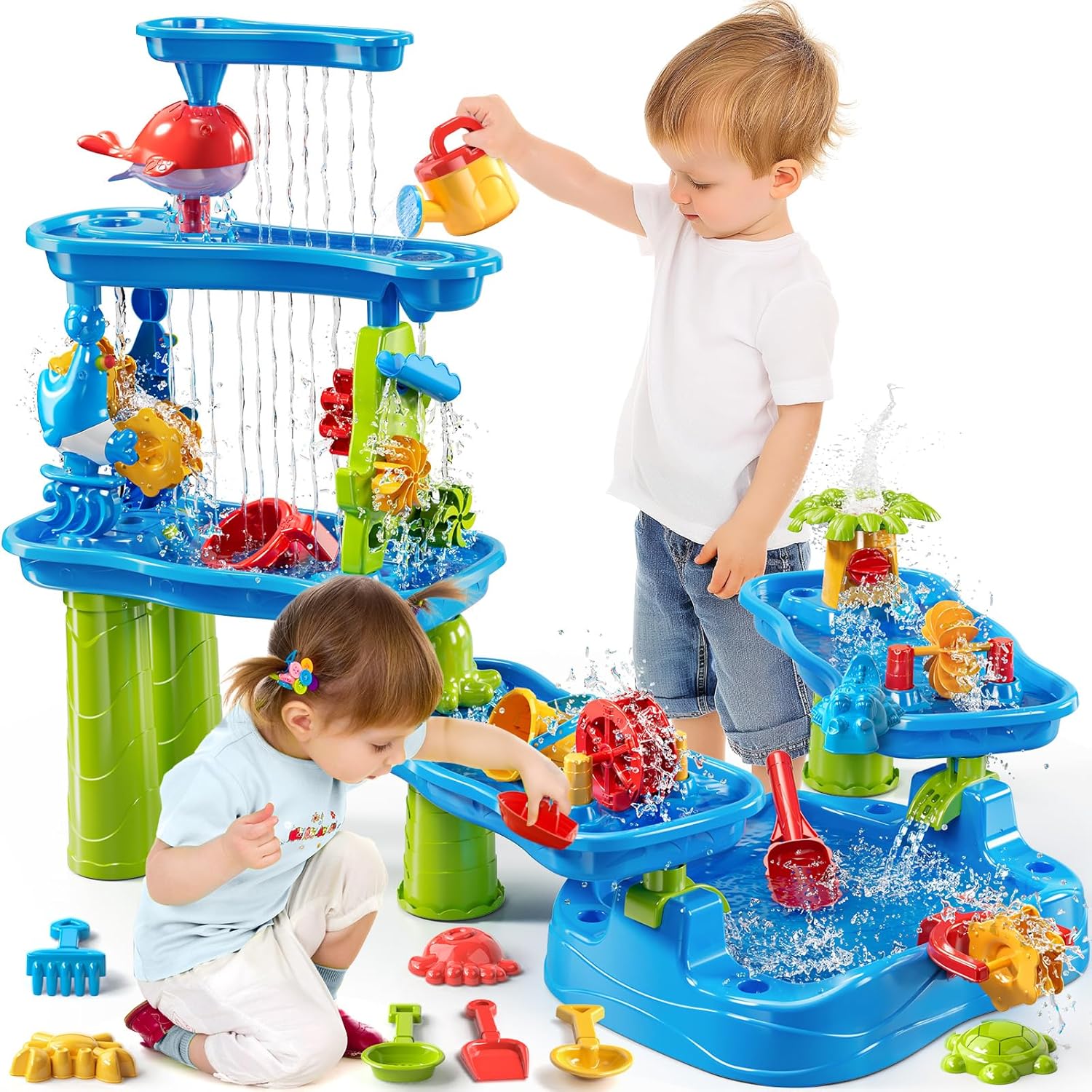 Water Table for Kids 3 4 5 6 7 Years Old - Water Playset for Toddlers 3-5, Water and Sand Play, Backyard Water Table, Summer Outdoor Beach Toys, Sensory Activity, Gifts for Boys Girls
